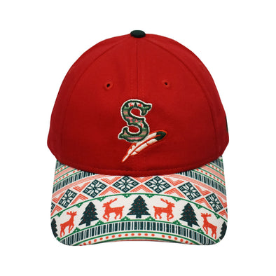 Spokane Indians Holiday Sweater Adj Red Cap