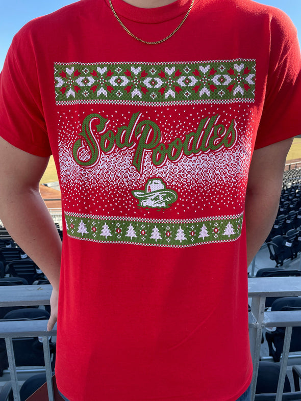 Amarillo Sod Poodles Red Christmas Game Tee