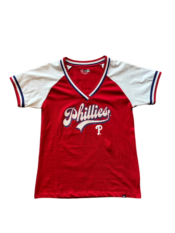 New Era Philadelphia Phillies Women's V-Neck Sparkle Tee
