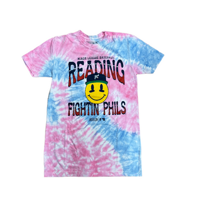 Baseballism Tye Dye Smiley Face Reading Fightin Phils Tee