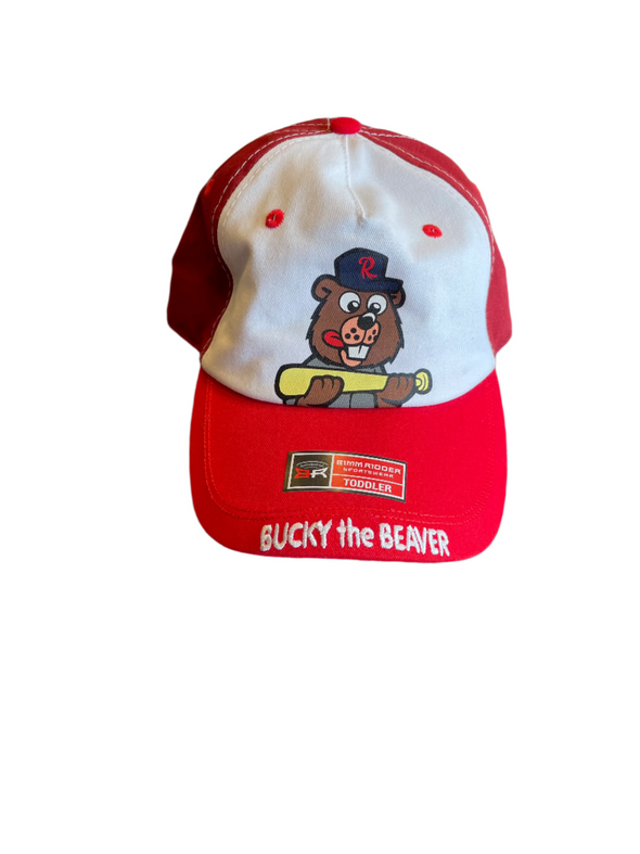 Maroon and red Bucky the Beaver Bimmridder toddler hat