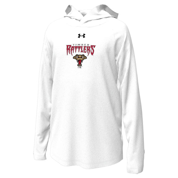 Timber Rattlers Under Armour Youth White Tech Stretch Long Sleeve Hood