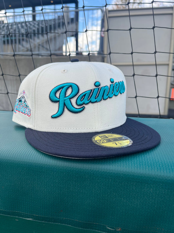 Tacoma Rainiers New Era 59Fifty Chrome Navy Script Cap