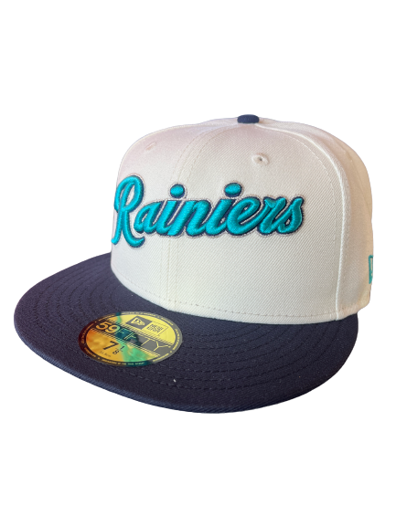 Tacoma Rainiers New Era 59Fifty Chrome Navy Script Cap