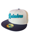 Tacoma Rainiers New Era 59Fifty Chrome Navy Script Cap