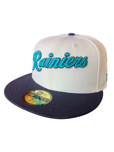 Tacoma Rainiers New Era 59Fifty Chrome Navy Script Cap