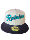 Tacoma Rainiers New Era 59Fifty Chrome Navy Script Cap