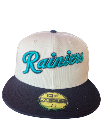 Tacoma Rainiers New Era 59Fifty Chrome Navy Script Cap