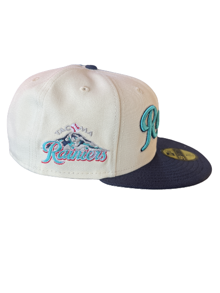 Tacoma Rainiers New Era 59Fifty Chrome Navy Script Cap