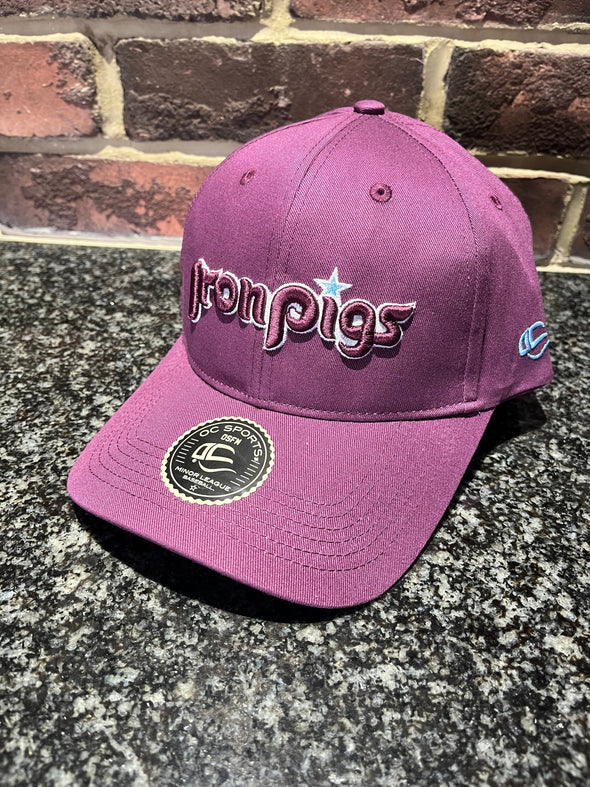 Lehigh Valley IronPigs Maroon Adjustable Wordmark Cap