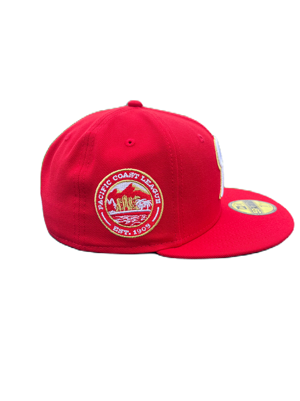 Tacoma Rainiers New Era 59Fifty Red Gold R Cap