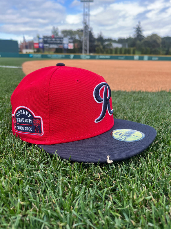 Tacoma Rainiers New Era 59Fifty Red Navy Cheney Patch Cap