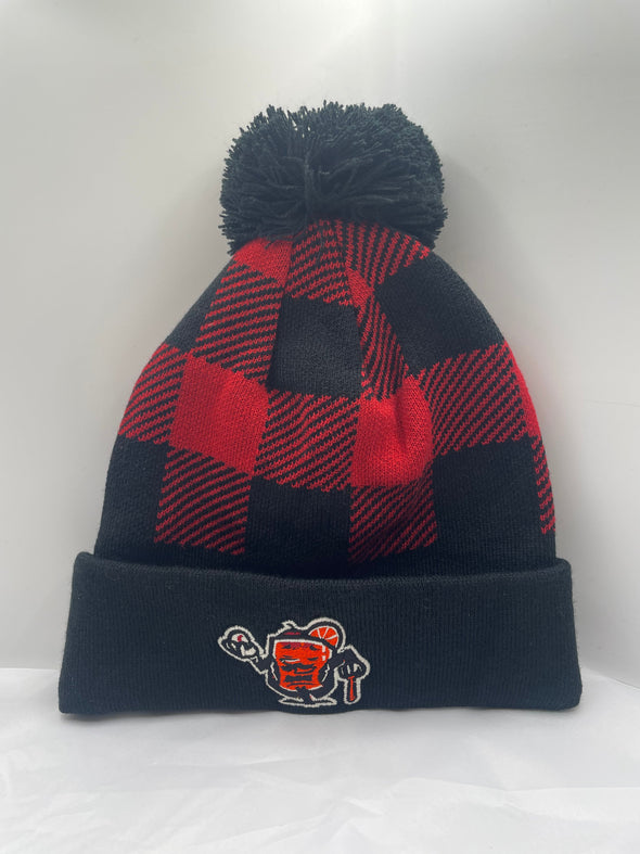 Wisconsin Supper Clubbers Plaid Watch Winter Hat w/ Pom