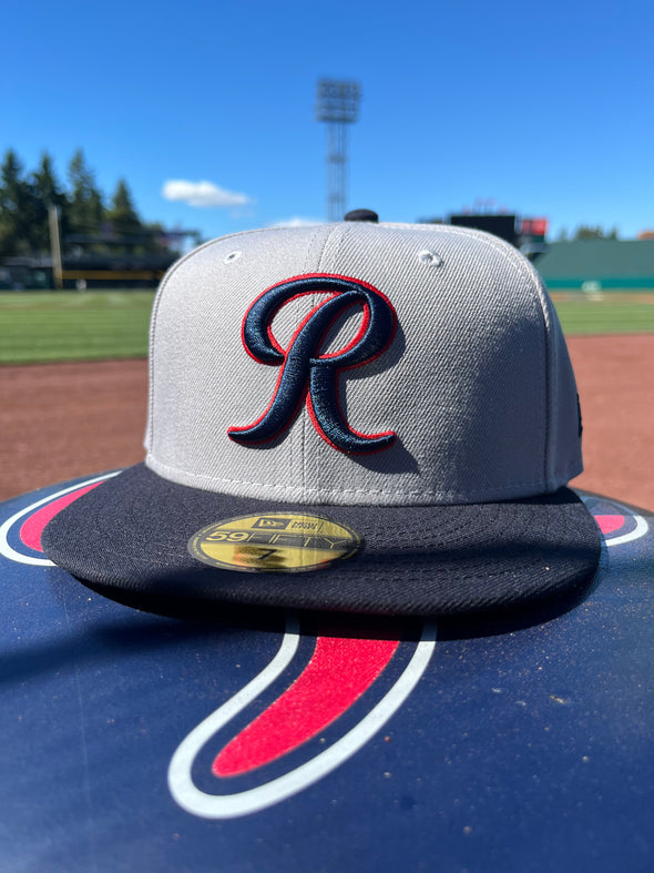 Tacoma Rainiers New Era 59Fifty Gray Navy R Cap