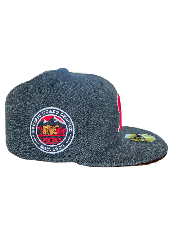 Tacoma Rainiers New Era 59Fifty Heather Black Red R Cap