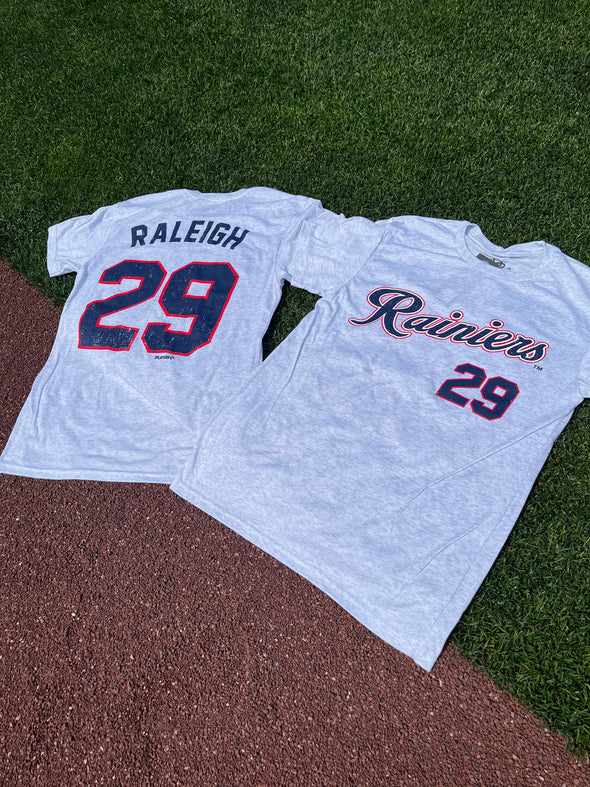 Tacoma Rainiers Youth Heather White Cal Raleigh Jersey Tee