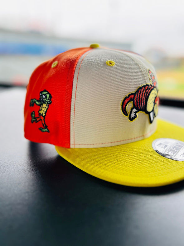 Round Rock Express New Era Armadillos Custom Spooky Candy Corn-adillo 950 Snapback