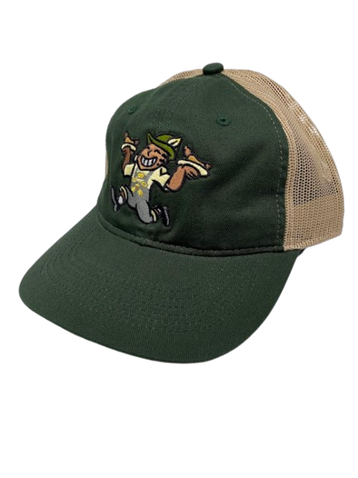 Brats Dark Green/Tan Garment Washed Adjustable Trucker Hat