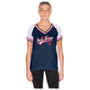Jacksonville Jumbo Shrimp New Era Ladies Glitter 1946 V-Neck