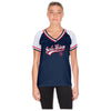 Jacksonville Jumbo Shrimp New Era Ladies Glitter 1946 V-Neck