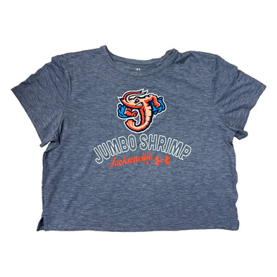 Jacksonville Jumbo Shrimp Under Armour Youth Girls Navy Crop Breezy Tee