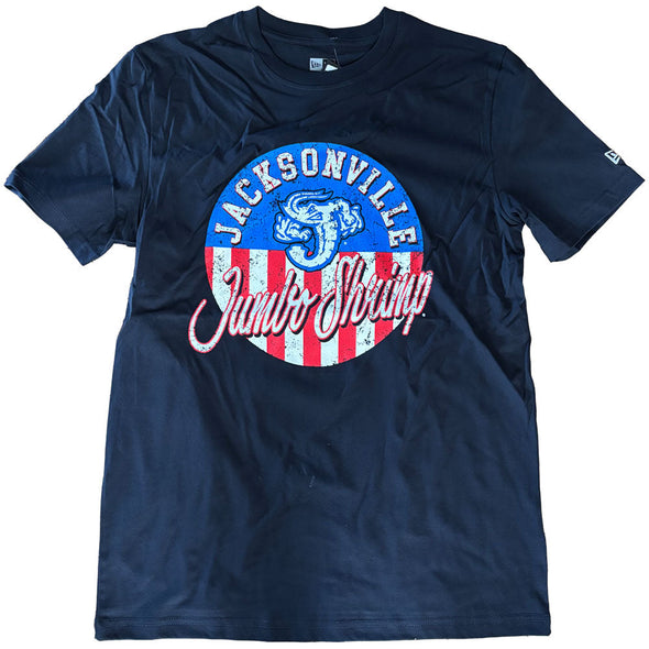 Jacksonville Jumbo Shrimp New Era Navy 2025 4th of July Tee