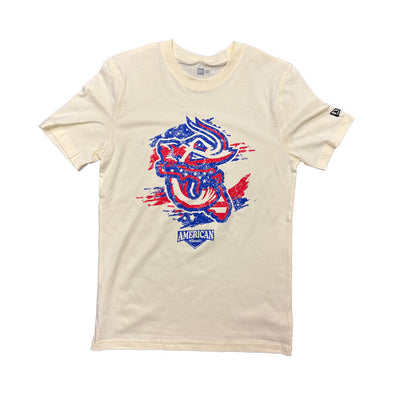 Jacksonville Jumbo Shrimp New Era Cream 2025 4th of July Tee