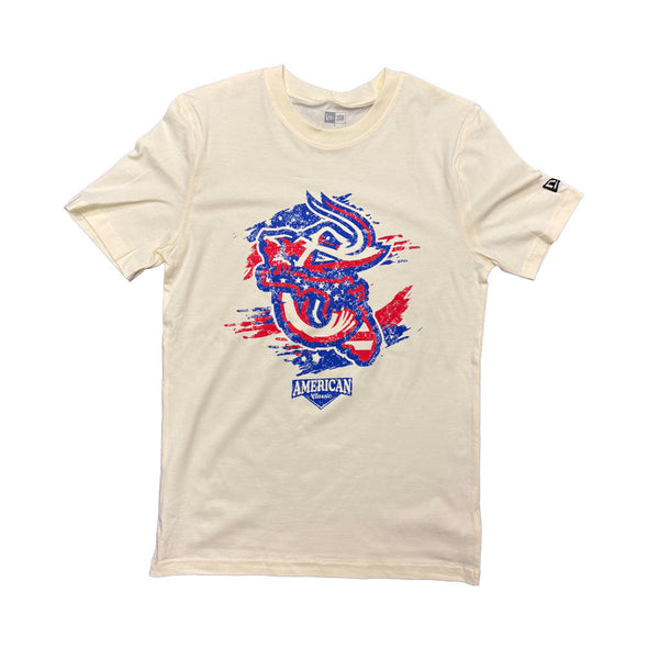 Jacksonville Jumbo Shrimp New Era Cream 2025 4th of July Tee