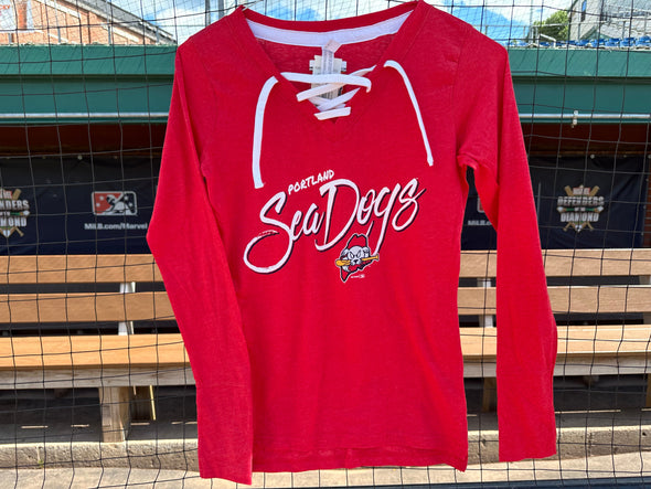 Sea Dogs Ladies Tie Long Sleeve Shirt