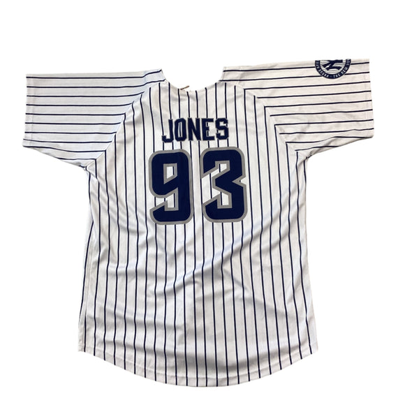 Youth Jones #93 Pinstripes Replica FB Home Jersey
