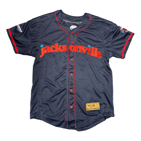 Jacksonville Jumbo Shrimp Official League flipturn x Jumbo Shrimp River City Navy Jersey