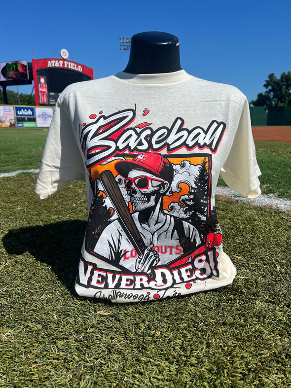 Chattanooga Lookouts Natural Baseball Never Dies Tee