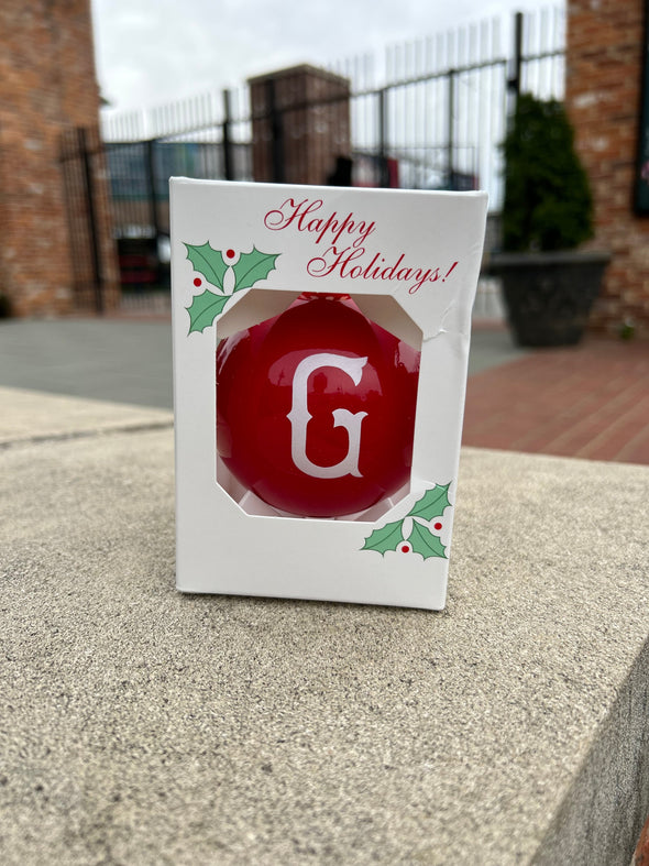 Greenville Drive Red Round Ornament with white G Logo