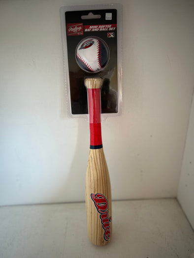 Greenville Drive Rawlings Wood Small Softee Bat/Ball Set