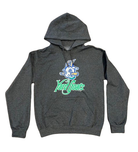 Hartford Yard Goats Retro Brand Adult Logo Hoodie in Grey