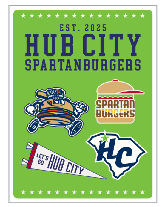 Hub City Spartanburgers 4 Piece Pin Set w/ Backer