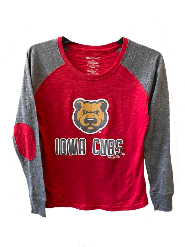 Women's Iowa Cubs Preppy Patch LS Tee, Red