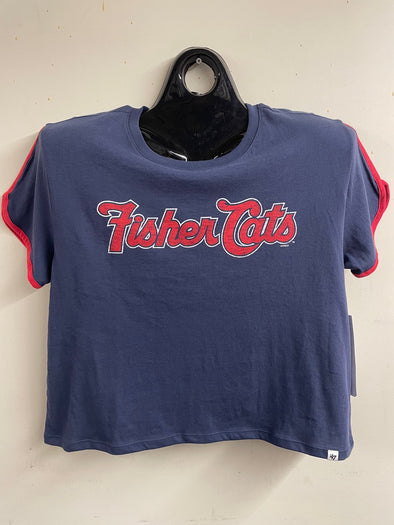 New Hampshire Fisher Cats Women's Blue Upside Crop Tee