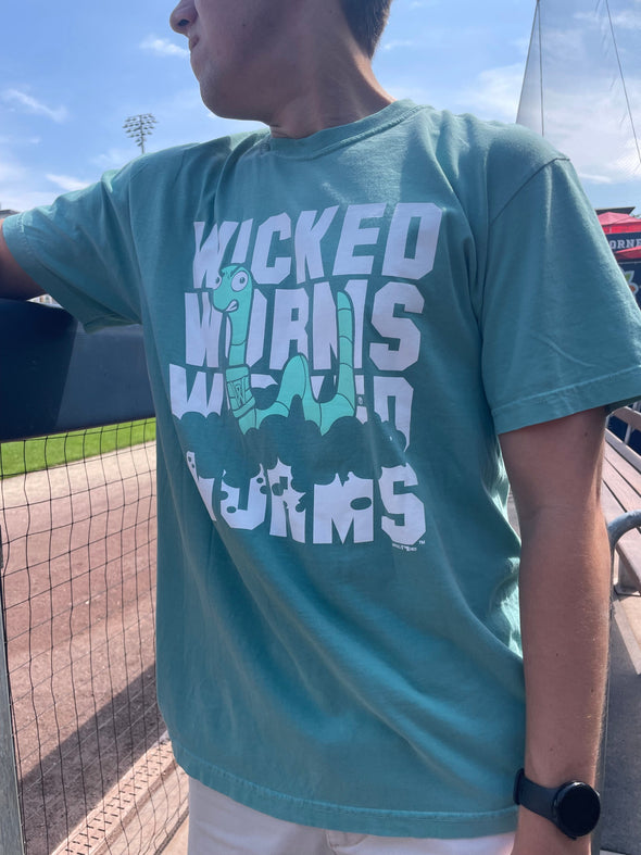 Wicked Worms of Worcester Seafoam Tee