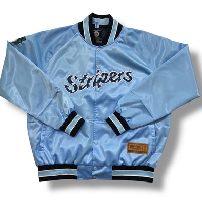 Gwinnett Stripers Official League Light Blue Summer Satin Bomber Jacket