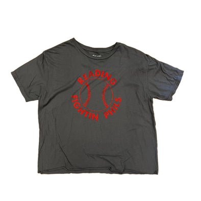 Retro Brand Woman's Charcoal Fightin Phils Baseball Cropped T-Shirt