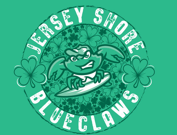 Jersey Shore BlueClaws Shamrock Heathered Green T-Shirt