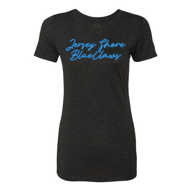 Jersey Shore BlueClaws 108 Stitches Ladies Neon Script T-Shirt