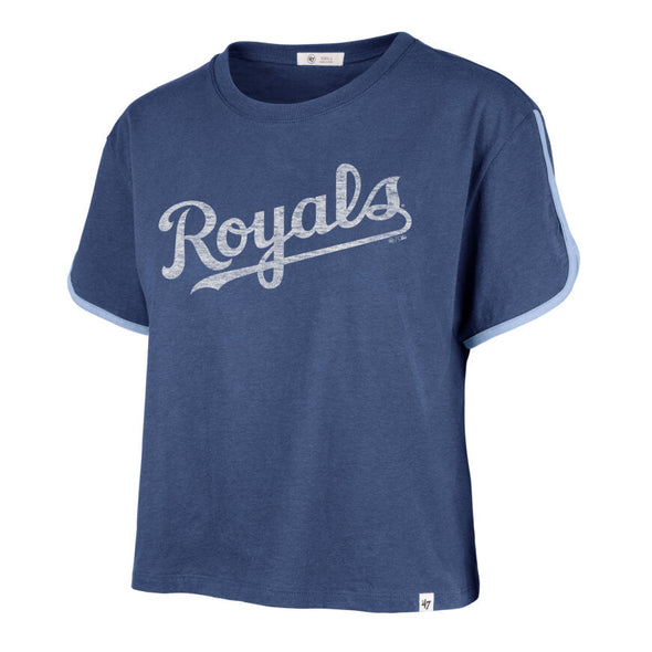 KC Royals Cadet Blue Wordmark Dolphin Hem Crop