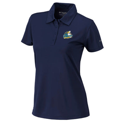 MYRTLE BEACH PELICANS COLUMBIA SPORTSWEAR LADIES NAVY OMNI WICK BIRDIE PRIMARY POLO