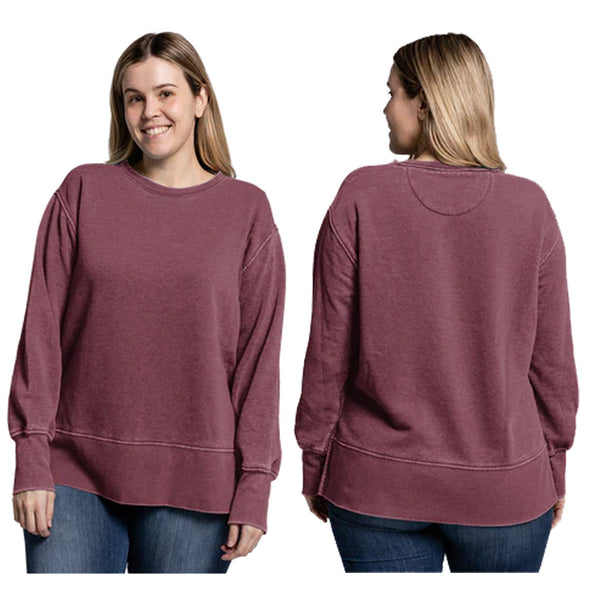 Somerset Patriots Womens Oversized Premium Soft Style Weathered Fleece Crew