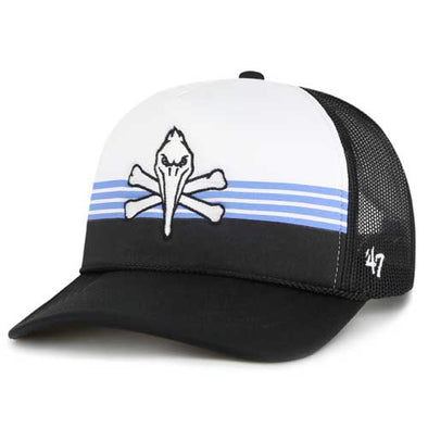 Myrtle Beach Pelicans 47 Brand Black Pirate Liftoff Adjustable Trucker Cap