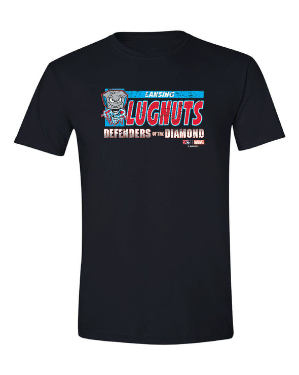 Lansing Lugnuts Marvel’s Defenders of the Diamond T-shirt