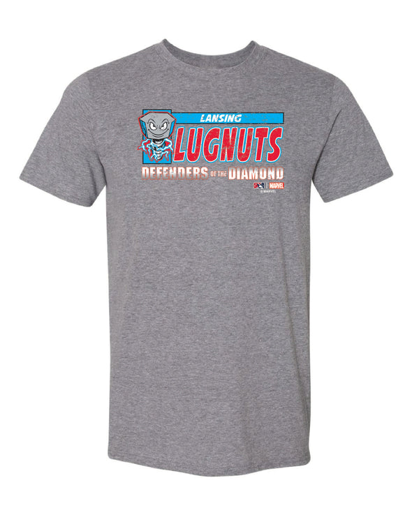 Lansing Lugnuts Marvel’s Defenders of the Diamond T-shirt