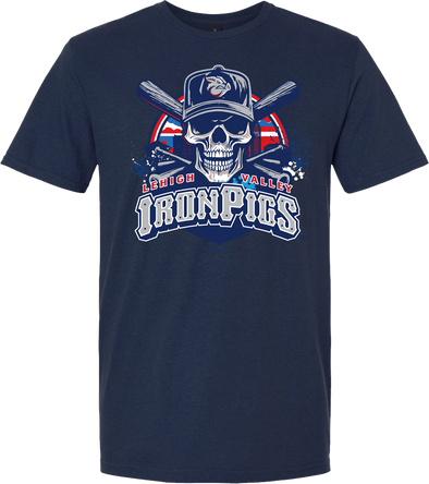 Lehigh Valley IronPigs Skull W Bats Mens Tee
